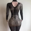 Novance Top Seller 2022 New Arrival Transparent Mesh Sex Hot Cocktail Dress Sparkly Diamond Crystal Sequin Evening Dress - Image 2