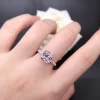 D Color Vvs White Gold Solitaire Ring Cushion Cut pink Moissanite Engagement Wedding Ring for Ladies