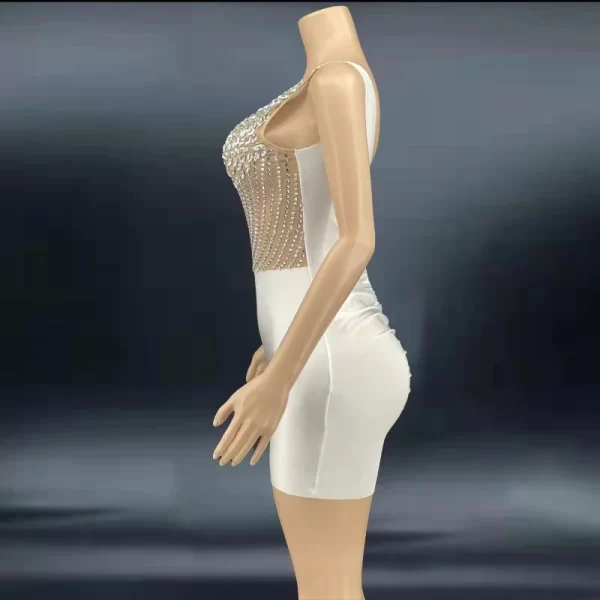 NOVANCE Y2387 Club Dress 2021 Modest Dresses Night Dresses for Woman Sexy White Pearl Mini Skirt Beaded Crystal Wear - Image 4