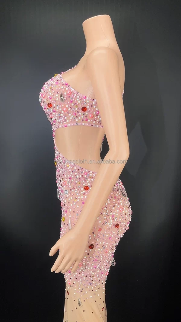 Novance Hot Selling Items on Pink Evening Gown Dress Elegant Hand Made Crystal Diamond Dress Women Clothes Sex for Party - Image 2