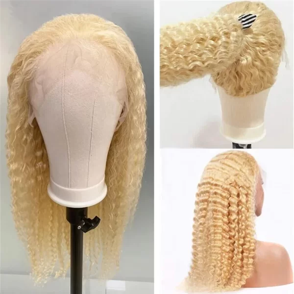 30 Inch Raw Virgin Human Hair Deep Wave 613 Blonde Lace Front Closure Wig 13x4 Curly Transparent Lace Frontal Wig - Image 3