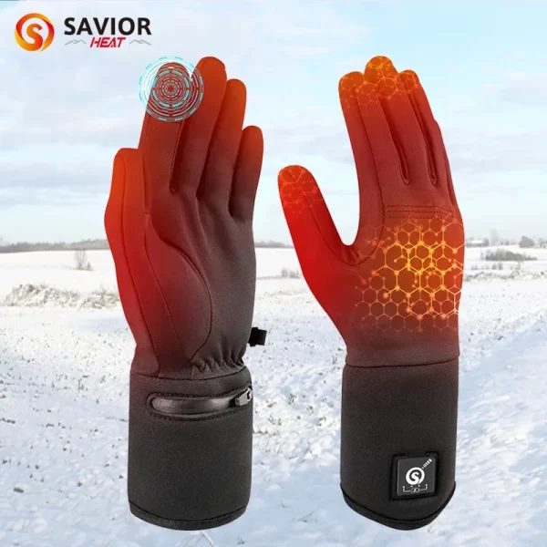 Battery Heated Gloves Men Women Winter Warm Rechargeable Electric Heated Gloves Liner for Cycling Motorcycle Fishing Snowboard - Image 3