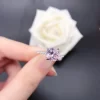 D Color Vvs White Gold Solitaire Ring Cushion Cut pink Moissanite Engagement Wedding Ring for Ladies - Image 2