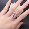 D Color Vvs White Gold Solitaire Ring Cushion Cut pink Moissanite Engagement Wedding Ring for Ladies - Image 5